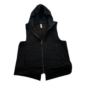 Lole Hooded Vest Women's Size Small Full Zip Black Chevron Quilted